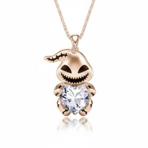 NWT Adorable Goth Gold Oogie Boogie Holding Clear Heart Necklace!